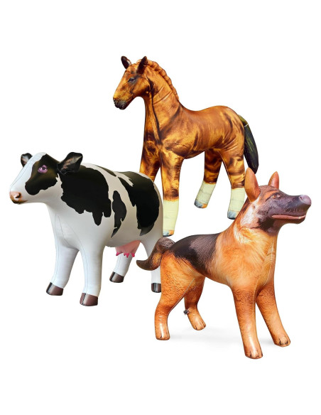 Jet Creations Animales Inflables 3PK: Vaca, Caballo, Pastor 76cm Jet Creations Animales Inflables 3PK: Vaca, Caballo, Pastor 76cm