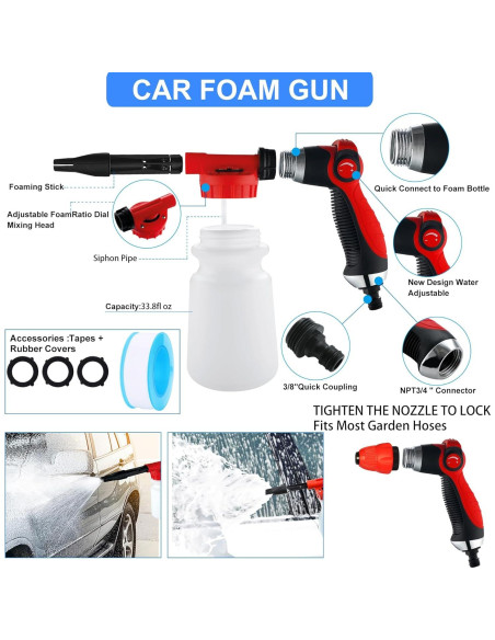 Kit de limpieza de coche 27 piezas Latamil con pistola de espuma Kit de limpieza de coche 27 piezas Latamil con pistola de espuma