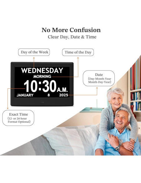 Reloj Digital Pastigio 7" para Ancianos con Alarmas y Control Remoto Reloj Digital Pastigio 7" para Ancianos con Alarmas y Control Remoto