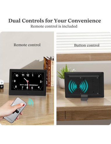 Reloj Digital Pastigio 7" para Ancianos con Alarmas y Control Remoto