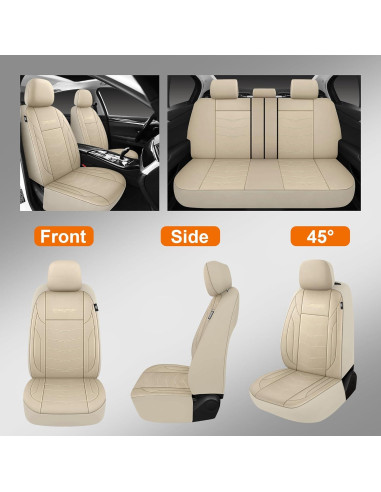 Fundas de Asiento de Coche CAROMOP Beige PU Impermeables