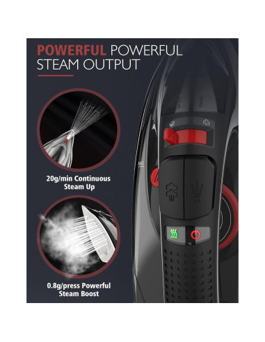 Plancha Sin Cable OMAIGA 1500W con Vapor y Tanque 350ml - Negro
