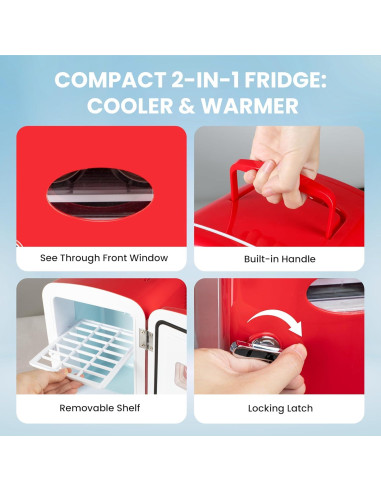 Refrigerador Mini Portátil HealSmart 4L Ecológico Rojo