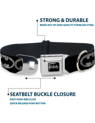 Collar de Perro Buckle-Down Batman Negro Plateado 66 cm