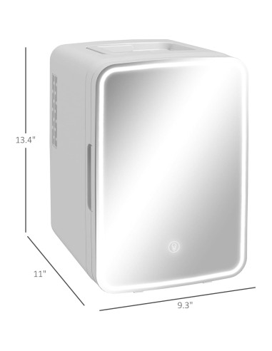Mini Nevera HOMCOM 10L con Espejo LED para Cuidado de Piel