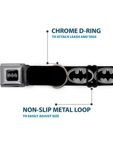 Collar de Perro Buckle-Down Batman Negro Plateado 66 cm