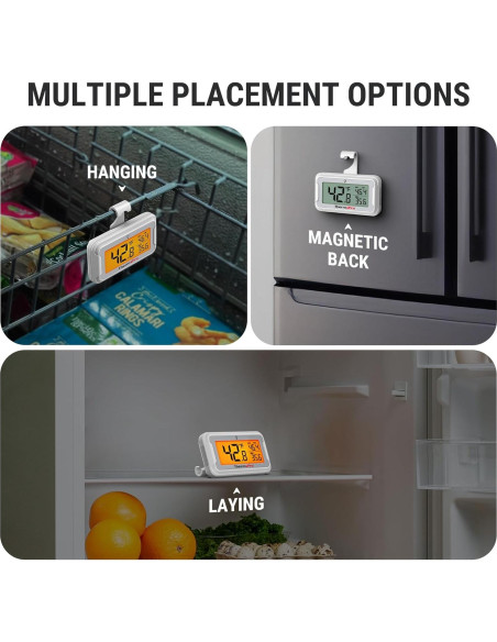 Termómetro de Refrigerador ThermoPro LCD Retroiluminado 2 Pzas Termómetro de Refrigerador ThermoPro LCD Retroiluminado 2 Pzas