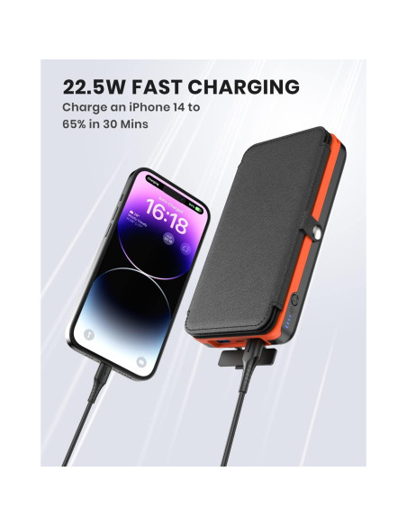 Cargador Solar Hiluckey 27000mAh 22.5W USB-C 4 Paneles Cargador Solar Hiluckey 27000mAh 22.5W USB-C 4 Paneles