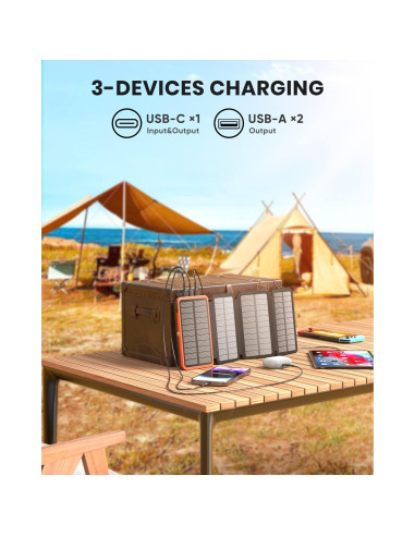 Cargador Solar Hiluckey 27000mAh 22.5W USB-C 4 Paneles