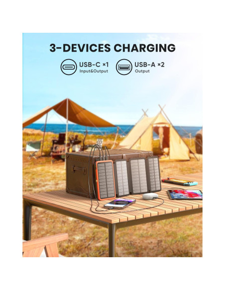 Cargador Solar Hiluckey 27000mAh 22.5W USB-C 4 Paneles Cargador Solar Hiluckey 27000mAh 22.5W USB-C 4 Paneles