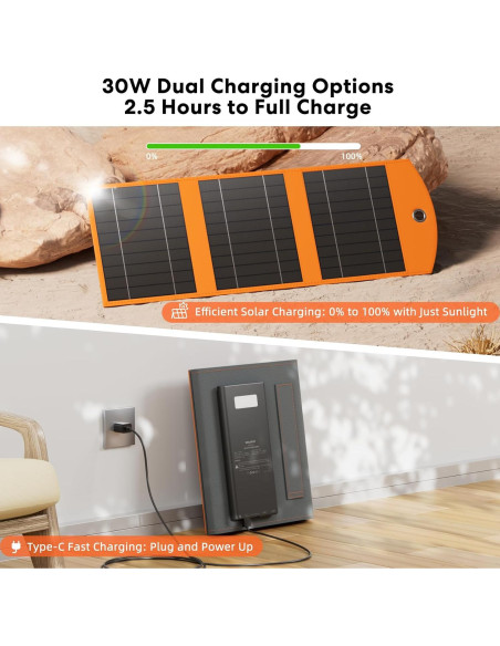 Cargador Solar 10000mAh Power Bank 30W Plegable IPX5 Cargador Solar 10000mAh Power Bank 30W Plegable IPX5