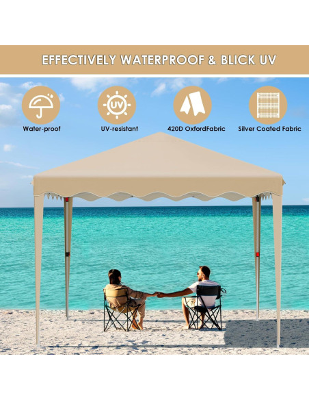 Carpa Plegable MAMIZO 10x10ft con 4 Paredes Laterales Caqui Carpa Plegable MAMIZO 10x10ft con 4 Paredes Laterales Caqui