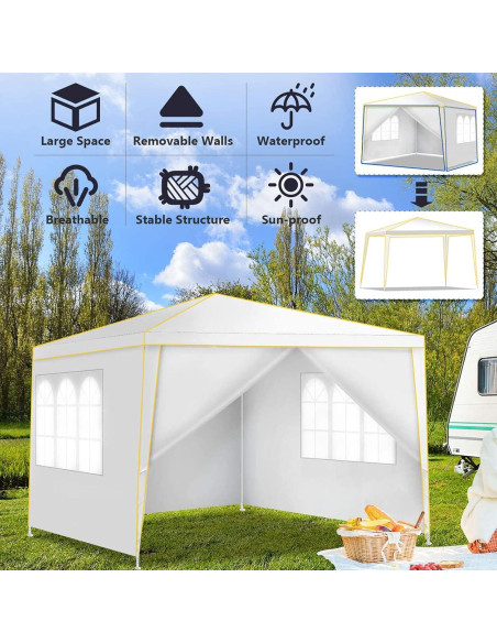 Carpa Plegable COBIZI 10x10m Blanca con 4 Paredes y Bolsa Carpa Plegable COBIZI 10x10m Blanca con 4 Paredes y Bolsa