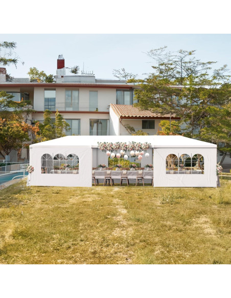 Carpa de Fiesta Exterior 3m x 9m Susici con 7 Paredes Removibles Carpa de Fiesta Exterior 3m x 9m Susici con 7 Paredes Removibles