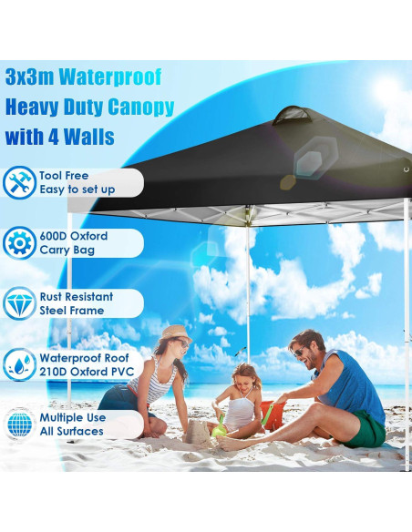 Carpa Plegable COBIZI 10x10 m Impermeable con 4 Paredes Carpa Plegable COBIZI 10x10 m Impermeable con 4 Paredes