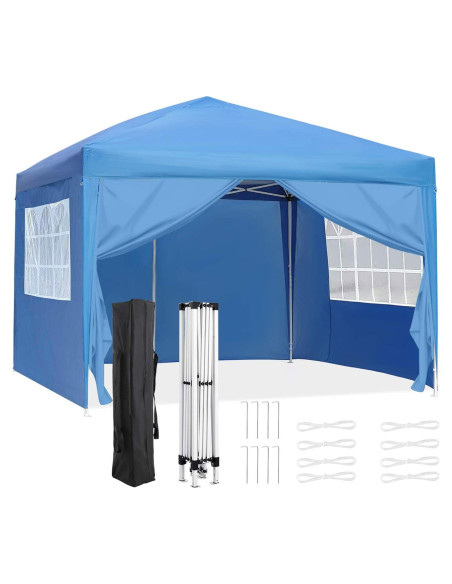 Carpa Plegable 3x3 m OKVAC Azul con Paredes Removibles Carpa Plegable 3x3 m OKVAC Azul con Paredes Removibles
