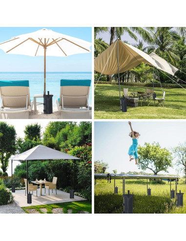 Bolsa de Arena COOSHADE para Carpa - Paquete de 4, 54.43 kg, Negro