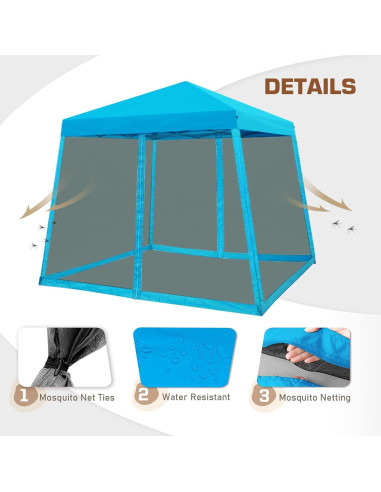 Carpa Plegable EAGLE PEAK 3x3m con Red Antimosquitos Azul