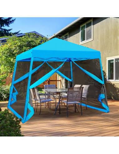 Carpa Plegable EAGLE PEAK 3x3m con Red Antimosquitos Azul