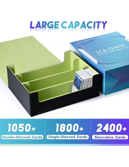 Caja de Almacenamiento de Cartas UAONO 1800+ Magnética Negra/Verde Caja de Almacenamiento de Cartas UAONO 1800+ Magnética Negra/Verde