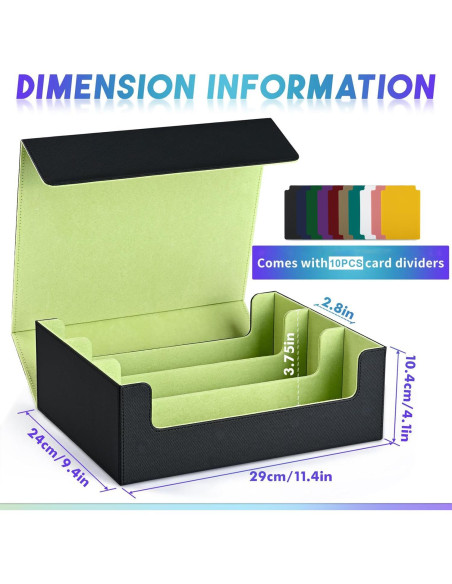 Caja de Almacenamiento de Cartas UAONO 1800+ Magnética Negra/Verde Caja de Almacenamiento de Cartas UAONO 1800+ Magnética Negra/Verde
