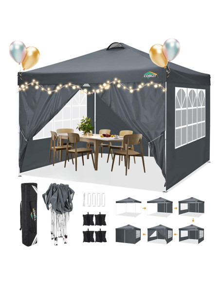 Tienda de Dosel COBlZI 10x10m Impermeable con 4 Paredes Tienda de Dosel COBlZI 10x10m Impermeable con 4 Paredes