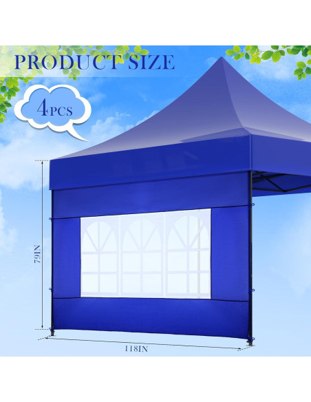 Windyun Paredes Laterales para Carpa 3x2m con Ventanas - 4 Pcs Windyun Paredes Laterales para Carpa 3x2m con Ventanas - 4 Pcs
