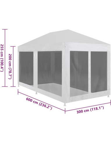 Carpa de Fiesta HXUHUWS 6x3m Resistente al Agua con Malla