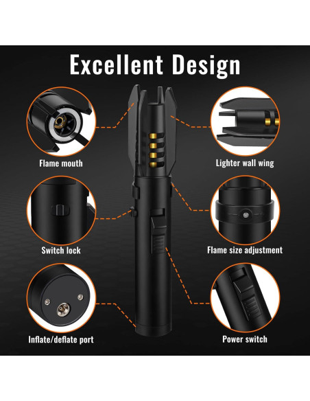 Encendedor de Antorcha Butano Honitra V1 Negro Ajustable Encendedor de Antorcha Butano Honitra V1 Negro Ajustable