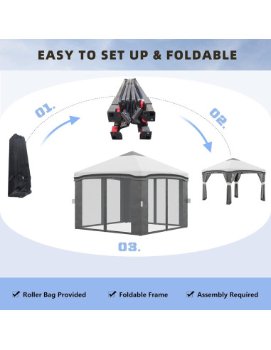 Carpa Plegable Kaimei 3x3m con Mosquitera - Gazebo Ajustable