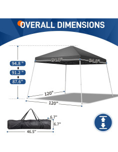 Gazebo Portátil 3x3m DESIGNSCAPE3D con Patas Ajustables 2