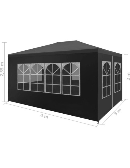 Carpa de Fiesta 3x4m GROSERY Antracita Resistente UV Carpa de Fiesta 3x4m GROSERY Antracita Resistente UV