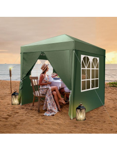 Carpa Pop Up 1.98x1.98m ATOVER Verde Impermeable con Paredes 2
