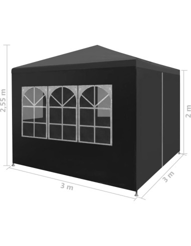 Carpa de Fiesta ANYCHOLE 3x3m Antracita Resistente al Agua
