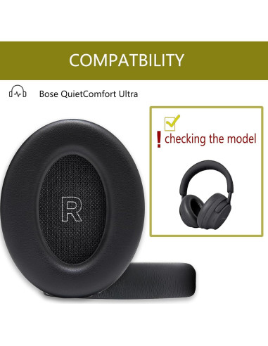 Almohadillas de Repuesto ACCIUK para Auriculares Bose QC Ultra - Negro