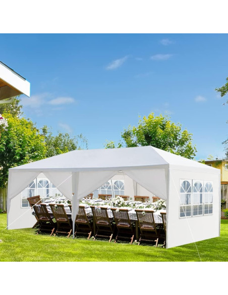 Carpa Gazebo 3x6m GOODSILO con 6 Paredes Removibles Blanca Carpa Gazebo 3x6m GOODSILO con 6 Paredes Removibles Blanca