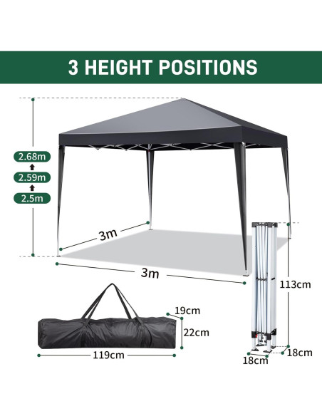 Carpa de Patio 3x3m DESIGNSCAPE3D Impermeable con Paredes Carpa de Patio 3x3m DESIGNSCAPE3D Impermeable con Paredes