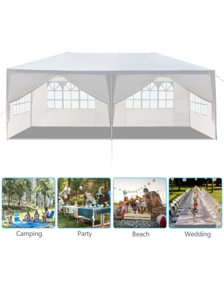 Carpa Gazebo 3x6m GOODSILO con 6 Paredes Removibles Blanca Carpa Gazebo 3x6m GOODSILO con 6 Paredes Removibles Blanca