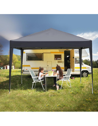 Toldo Plegable Gris Oscuro 3x3m - Gazebo Resistente UV y Agua