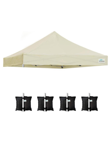 Techo de Carpa Plegable Ontheway 10x10 Beige Impermeable Techo de Carpa Plegable Ontheway 10x10 Beige Impermeable