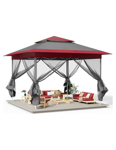 Carpa Gazebo Pop Up Arlopu 13FTx13FT Burdeos Impermeable