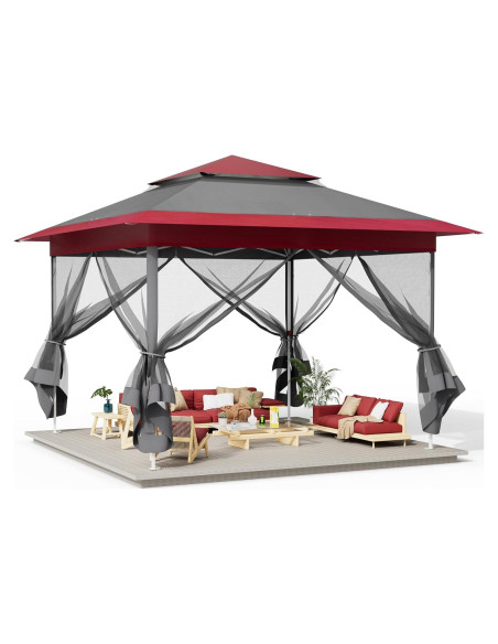 Carpa Gazebo Pop Up Arlopu 13FTx13FT Burdeos Impermeable Carpa Gazebo Pop Up Arlopu 13FTx13FT Burdeos Impermeable