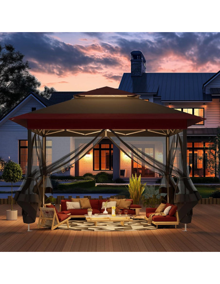 Carpa Gazebo Pop Up Arlopu 13FTx13FT Burdeos Impermeable Carpa Gazebo Pop Up Arlopu 13FTx13FT Burdeos Impermeable