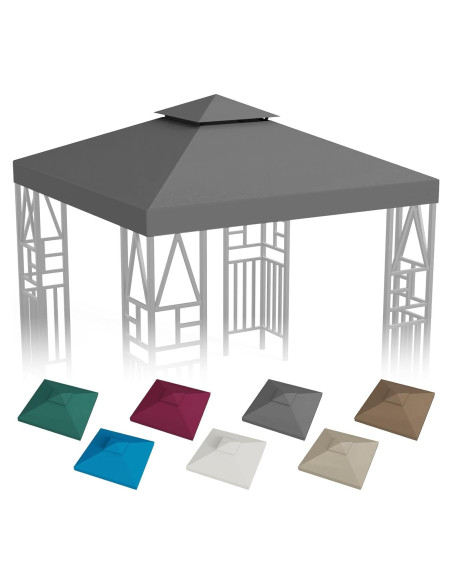 Toldo de Gazebo ERFEI 3.05x3.05m Impermeable UV Gris Oscuro Toldo de Gazebo ERFEI 3.05x3.05m Impermeable UV Gris Oscuro