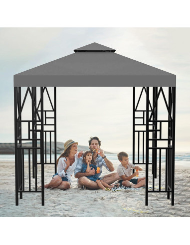 Toldo de Gazebo ERFEI 3.05x3.05m Impermeable UV Gris Oscuro