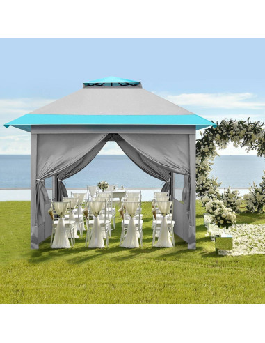 Carpa de Patio MIIEELO 3x3m Plegable con 4 Paredes Laterales