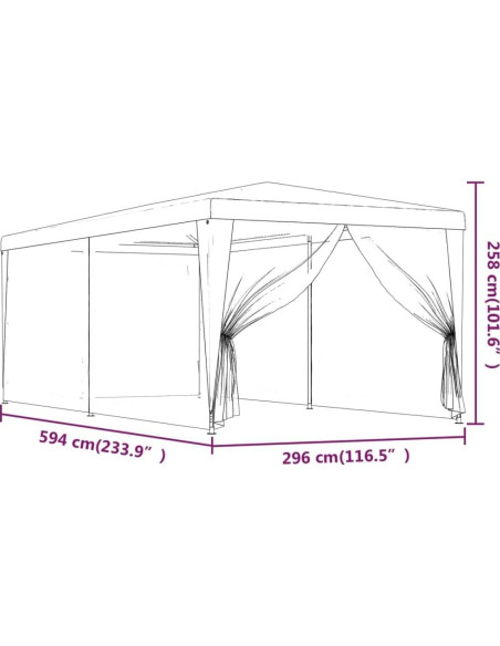 Carpa de Fiesta ANYCHOLE 2.95m x 5.97m HDPE Azul con 6 Paredes Carpa de Fiesta ANYCHOLE 2.95m x 5.97m HDPE Azul con 6 Paredes
