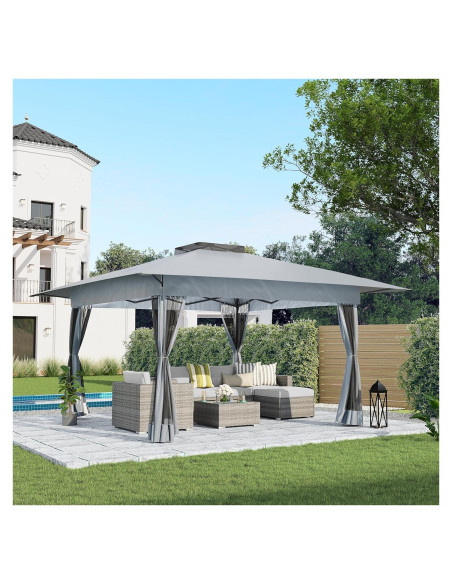 Gazebo Pop Up COBANA 3.96x3.96m con Mosquitero y Estructura de Metal Gazebo Pop Up COBANA 3.96x3.96m con Mosquitero y Estructura de Metal