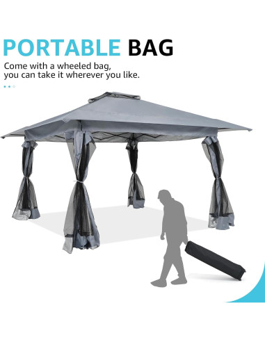 Gazebo Pop Up COBANA 3.96x3.96m con Mosquitero y Estructura de Metal