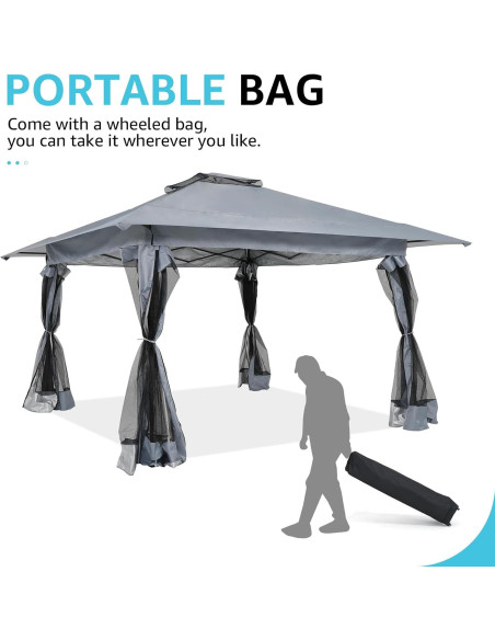 Gazebo Pop Up COBANA 3.96x3.96m con Mosquitero y Estructura de Metal Gazebo Pop Up COBANA 3.96x3.96m con Mosquitero y Estructura de Metal